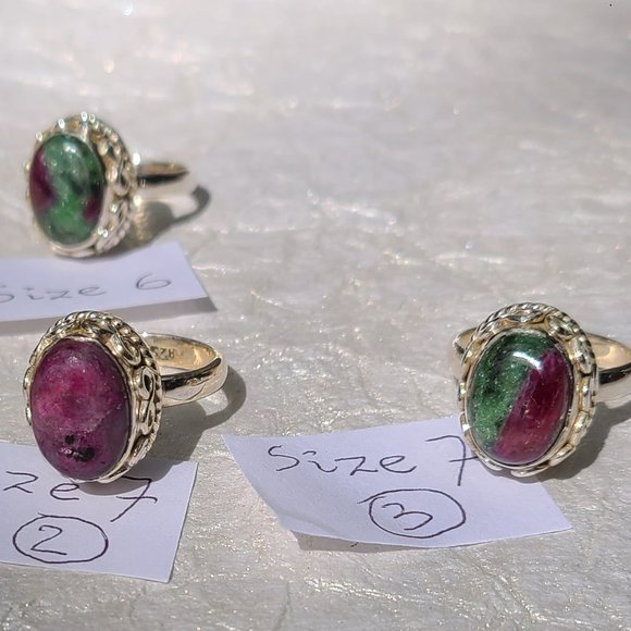 Ruby Zoisite ring sterling silver -Unique gemstone ring - Picture 13 of 16